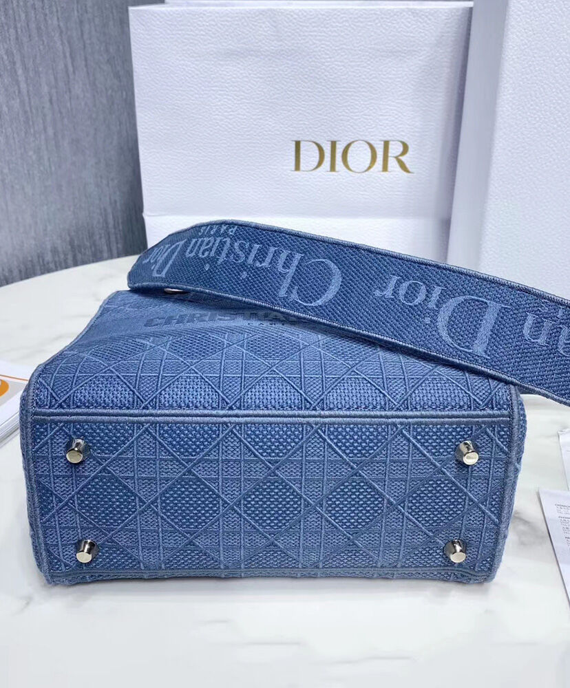 Christian Dior Medium Lady D Lite Canvas Bag Blue